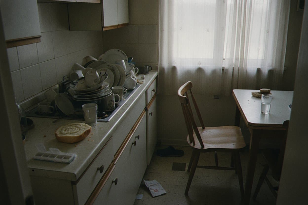 Kitchen arranged for daily meal preparation